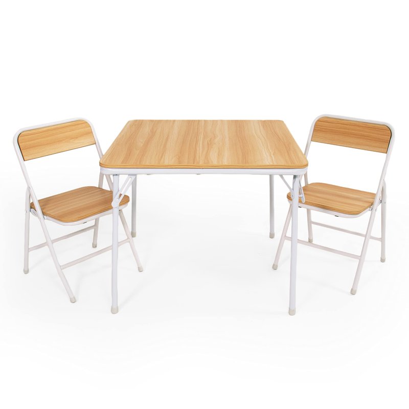 Humble Crew Kids Table and Chair Set, Toddler Activity Table with 2 Chairs for Play, Crafts, Snacks & Learning, Kids Furniture for Playroom & Bedroom, Folding, Natural/White