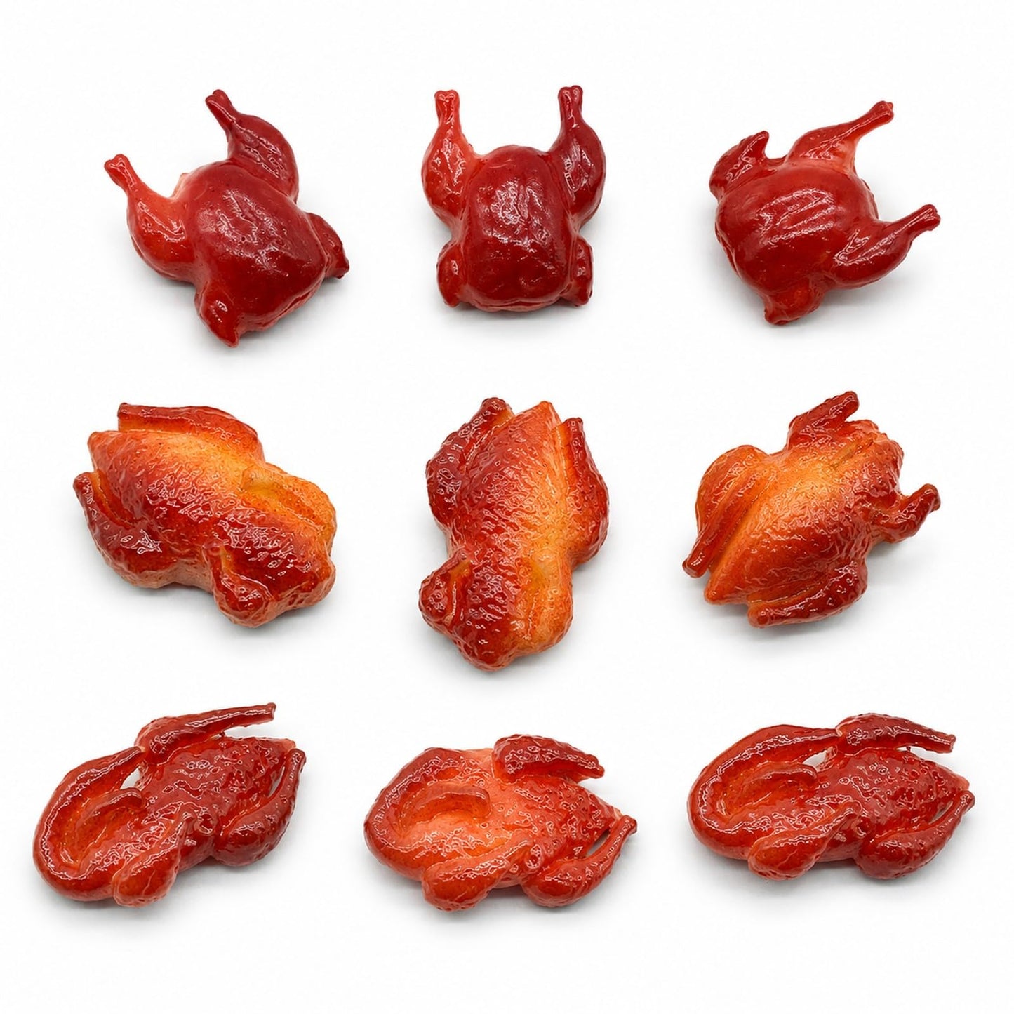 LOGOFUN 9PCS Dollhouse Miniature Food Play Christmas Roast Chicken Duck Goose Model Accessories for Micro Scene Kitchen Supplies