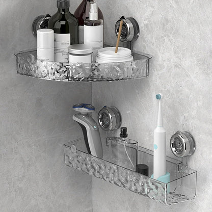Suction Cup Shower Caddy, Clear Wall Bathroom Shower Organizer, Corner Caddy No Drilling for Kitchen Bathroom Hotel