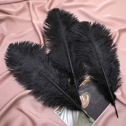 Ballinger 24Pcs 10-12inch Black and White Ostrich Feathers Bundles for Wedding Party Home