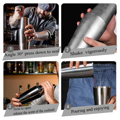 Boston Cocktail Shaker, 18oz & 28oz 2-Piece Tins, Professional Bar Shaker for Bartending, Cocktail Shakers, Essential Bar Tools for Mixing Drinks（Sliver）