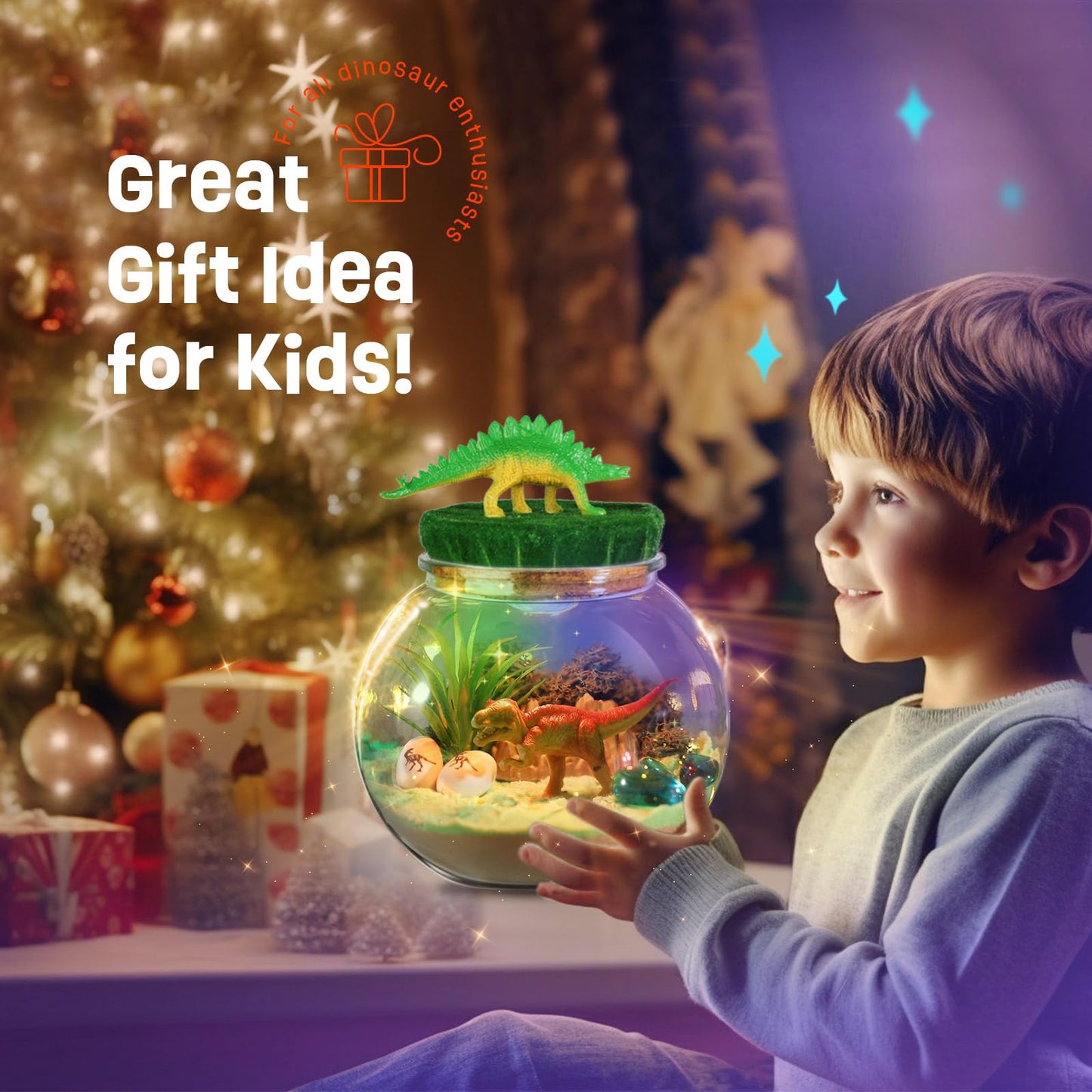 LAOESE Dinosaur Toys for Kids - Dinosaurs Terrarium Kit for Kids - Birthday Gifts for Boys Ages 4 5 6 7 8-12 Year Old - DIY Dino Toys for Boys - Arts and Crafts Kit for Kids