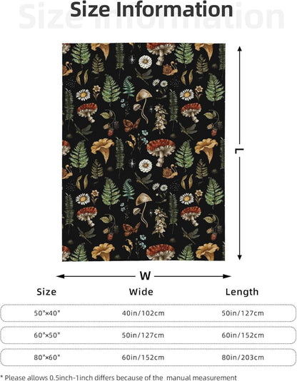 320gsm Cozy (80"x60") Mushrooms Throw Blanket, Fluffy Soft Warm Plush Lightweight Decorative Blanket Gifts for Women