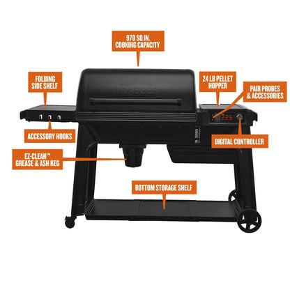 Traeger Grills Woodridge Pro Electric Wood Pellet Grill and Smoker, 970 Sq. In., Outdoor Pellet Smoker Grill with Digital Sensor and Side Shelf, Wi-FIRE Technology, Super Smoke Mode, TFB97JLH