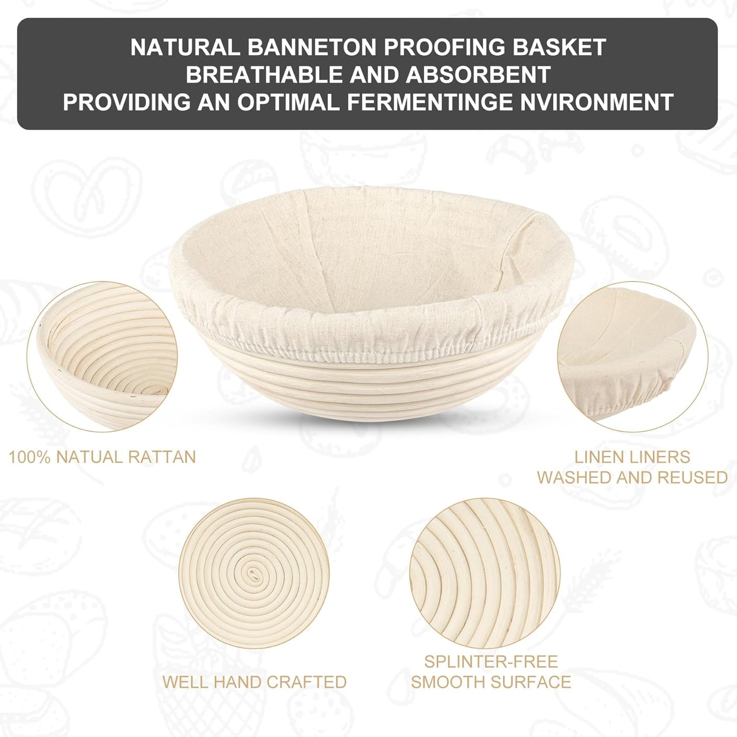 2 24oz Sourdough Starter Kit with Oval Banneton Proofing Baskets, Sourdough Jar, Silicone Pastry Mat, Bread Sling
