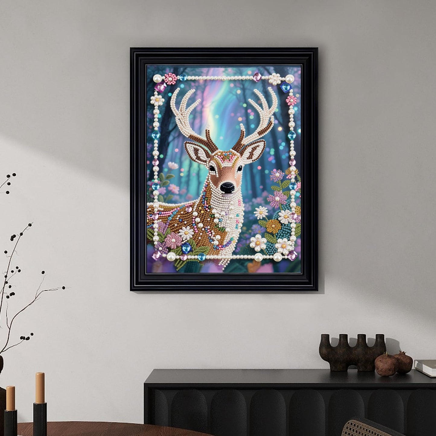 WSLWXSHM Pearl Diamond Painting Kits for Adults Elk, 5D Special Shape Diamond Art Kits for Beginners, Crystal Rhinestones Diamond Painting for Home Wall Decoration Gift 12×16inch/30×40cm Deer