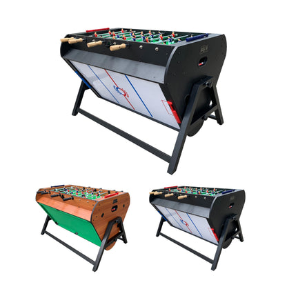 KICK Triplex 55″ Telescopic Rods 3-in-1 Swivel Multi Game Table (Black) – Foosball, Pool/Billiards & Air Hockey