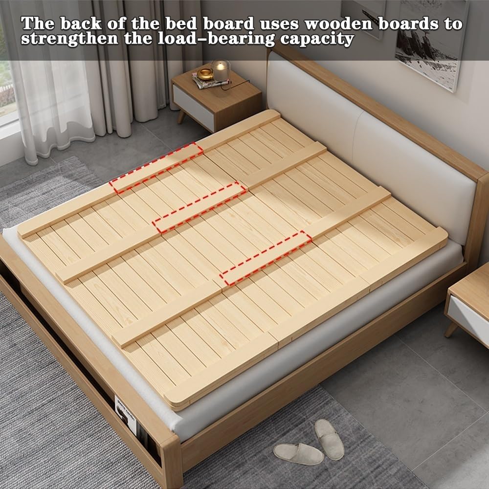 Foldable Wooden Bed Board, Solid Wood Slatted Mattress Support, Compact Floor Sleep Mat, Japanese Style Bed Frame, Easy Storage