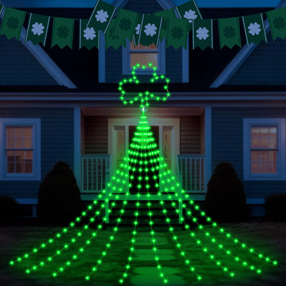 Baquler 15 ft St. Patrick's Day Decor Lights 438 LED 8 Modes Plug in Curtain Shamrock Lights String for Home Bedroom Indoor Outdoor Party Saint Patrick's Day Decor