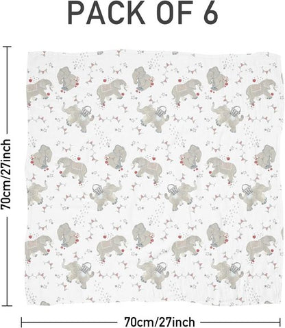 Graceful Muslin Baby Burp Cloths - Large 27 x 27 Inches | 6 Pack Soft Burping Rags for Newborns