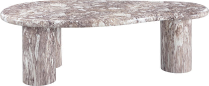 Meridian Furniture 99095Brown-CT Sassari Collection Art Deco Indoor/Outdoor Concrete Coffee Table in Marble Finish, 47.5" W x 24" D x 16" H, Brown