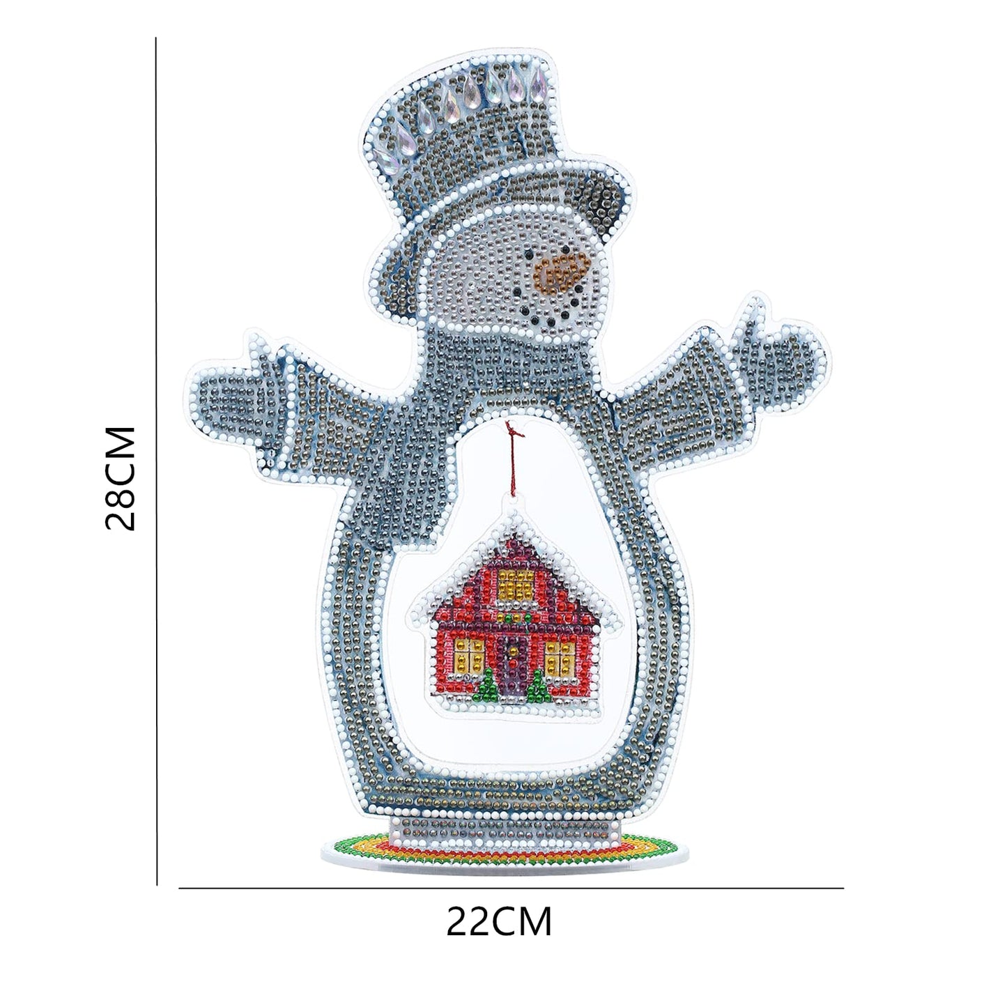YEESAM ART Snow Man and House Tabletop Diamond Art Kits, 3D Crystal Painting Kit Special Shape Drills Rhinestones Desk Top Ornaments 11inch Luminous Table Top Kinetic Art