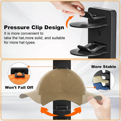 Fododo 2 Pack Hat Organizer for Baseball Caps, Hat Rack for Wall, Strong Adhesive & Screw-in Cap Holder Hats Hangers for Closet Door & Bedroom