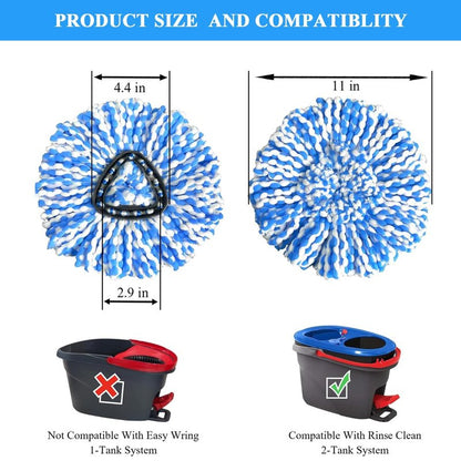 [5 Pack] 2-Tank Spin Mop Replacement Heads, 100% Microfiber, Compatible with O-Cedar EasyWring, Machine Washable & Easy to Replace, Highly Absorbent Refills for Household Floor and Car Cleaning