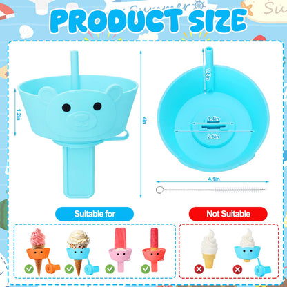 AIERSA 2-in-1 Silicone Popsicle & Ice Cream Holders for Kids, Reusable Popsicle Holder Catches Melting Drips, Dishwasher Safe Popsicle Drip Catcher with Storage Case 4-Pack