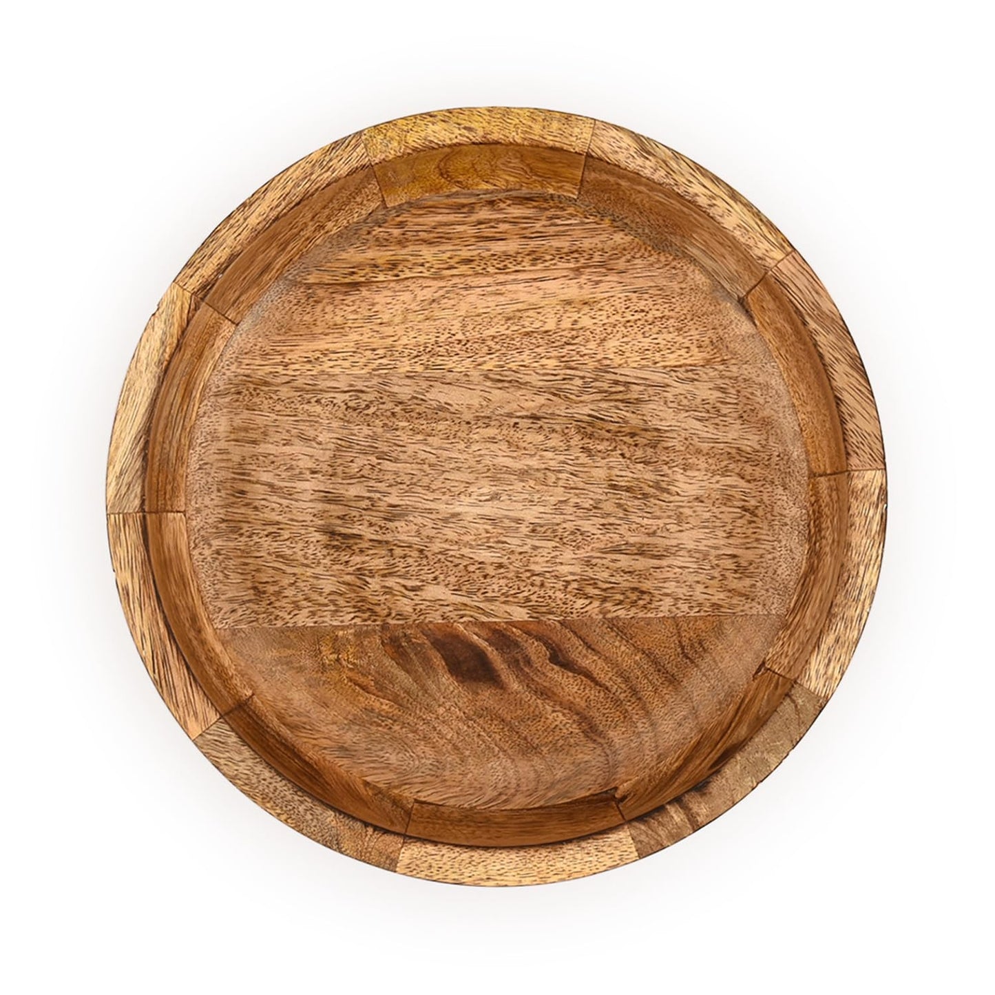 Kaizen Casa Fruit Bowl Mango Wood Rustic Fruit Bowls for Farmhouse Décor, Fruit Bowl for Kitchen Counter (10" x 10" x 2.5")