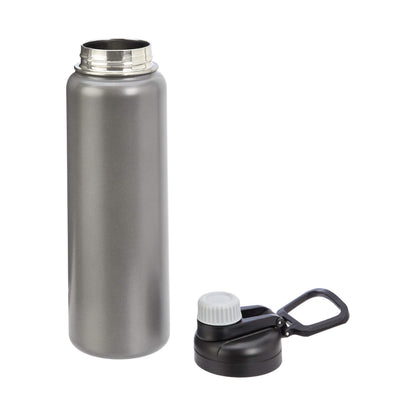 Amazon Basics Large Insulated Stainless Steel Water Bottle, Leakproof Spout Lid, BPA-Free, Vacuum Insulated, Keeps Drinks Cold, Portable, 30.1 ounces, Gray
