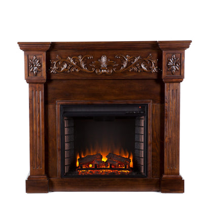 SEI Furniture Calvert Electric Carved Floral Trim 44" Fireplace, Espresso (AMZ8729EF)