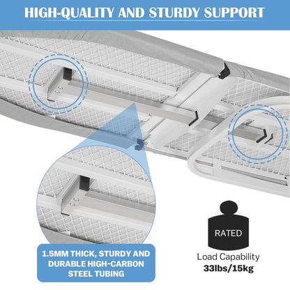 Wall Mounted Ironing Board Adjustable Height, 36 x 12 Inch Fold Away Iron Board Wall Mount Space-Saving Ironing Board with Removable Heat Resistant Cover for Small Spaces Home Laundry Room