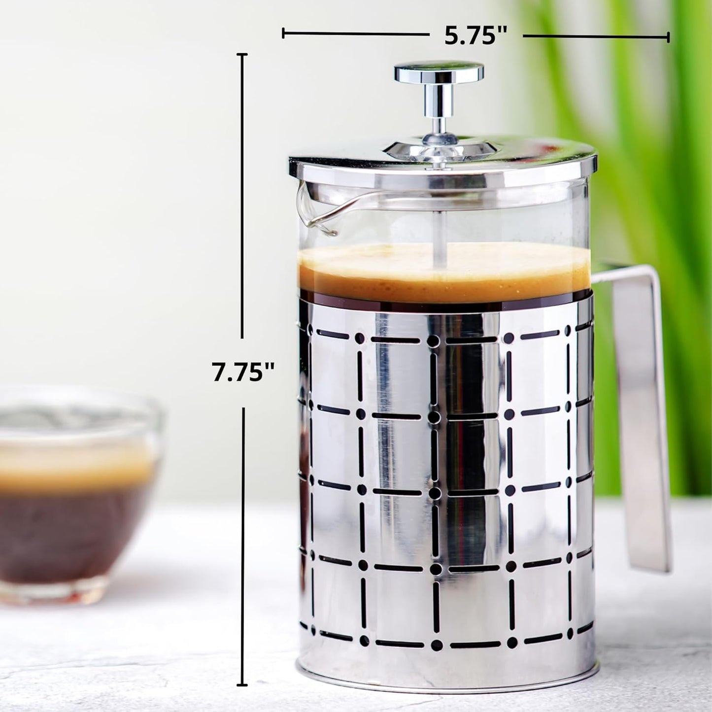 OVENTE French Press Coffee Maker 27 Ounce, Stainless Steel Design, Heat Resistant Borosilicate Glass