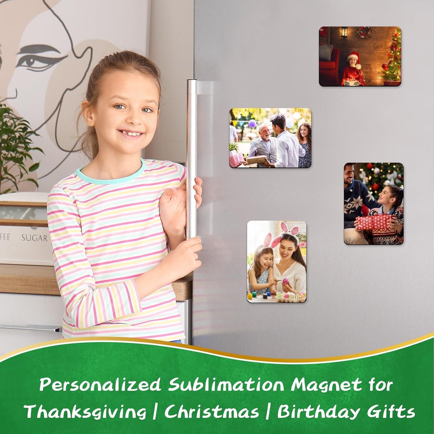 Sublimation Magnet Blanks 4x3 inch, 20PCS Personalized Blanks for DIY Kitchen Refrigerator Office Decor