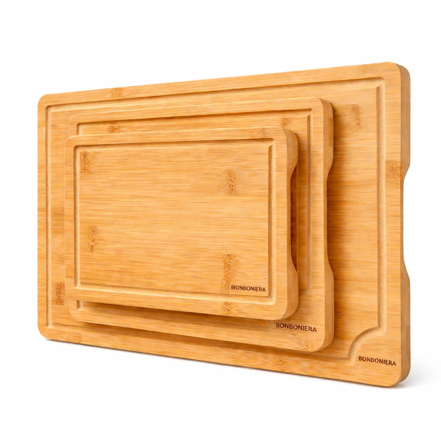 Bamboo Cutting Board Set of 3 – Wooden Kitchen Cutting Boards for Kitchen. Non-Toxic, Knife-Friendly, Durable Chopping Boards for Meat, Vegetables & Serving. Wood Cutting Board, Cutting Board Wood Set