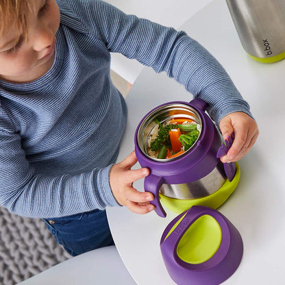 b.box Insulated Food Jar with Spork for Toddlers | Easy Open Container | Stainless Steel, 5hrs+ of Perfect Temperatures | Dishwasher Safe, BPA Free (Blue Slate, 11 oz)
