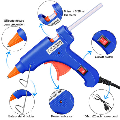 Zhengmy 12 Pcs Mini Glue Gun Crafts Hot Melt Guns Low Temp Glue with Burn Protection Fast Preheating and Easy Squeeze Trigger for School DIY Arts Class Projects Home Quick Repairs, 20 W (Blue)
