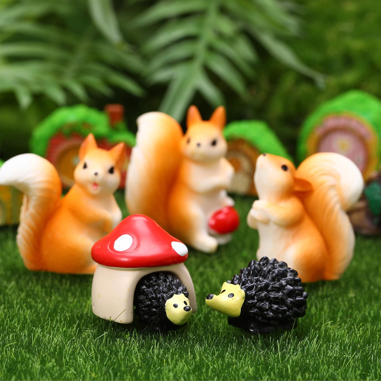 GGSTDDUP 32 PCS Mini Fairy Garden Accessories Kit Miniature Garden Ornaments Included Resin House Statues Tiny Fairies Figurines Animal Plant Set for DIY Terrarium Potted Plants Dollhouse Desk Decor