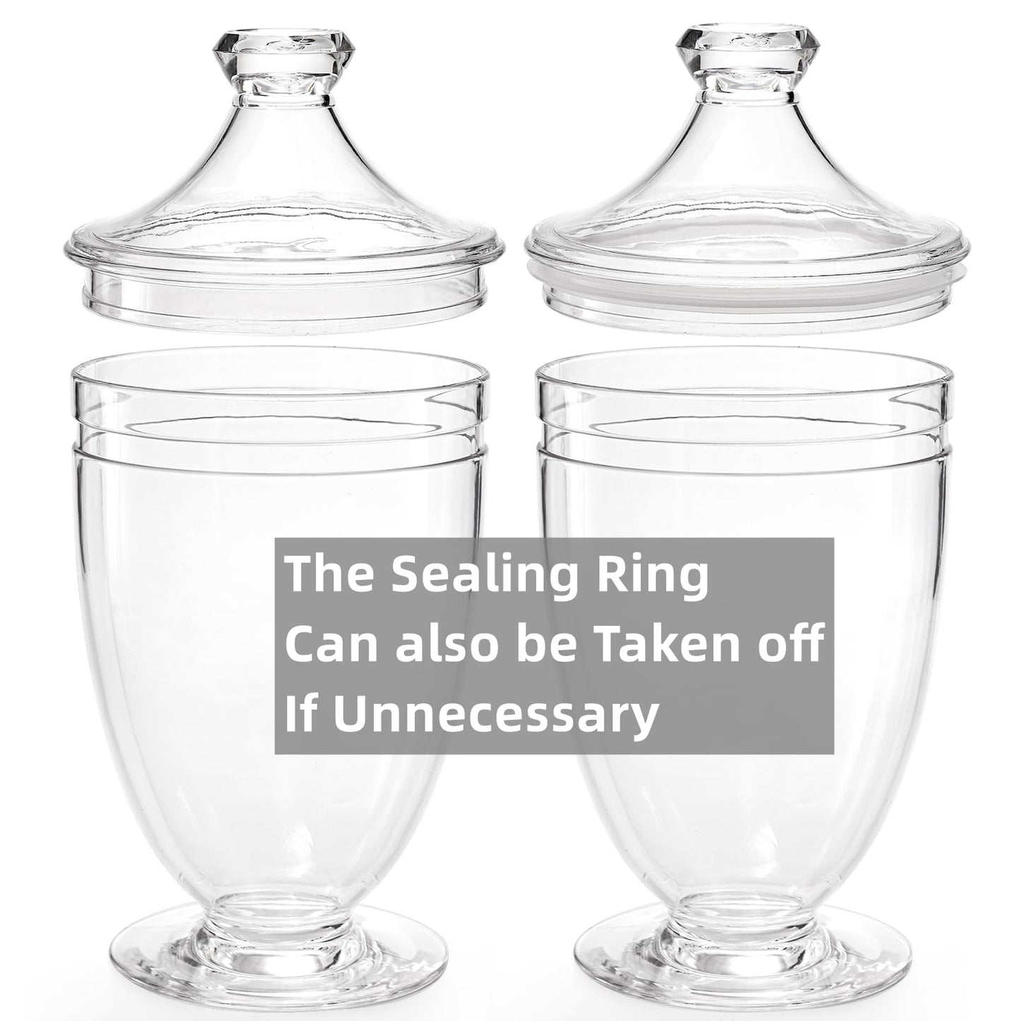 Hacaroa 2 Pack Acrylic Apothecary Jars with Airtight Lids, 46 Oz Clear Plastic Candy Cookie Jars for Candy Buffet, Decorative Bathroom Canister Container for Bath Salt, Vanity, Party, Wedding