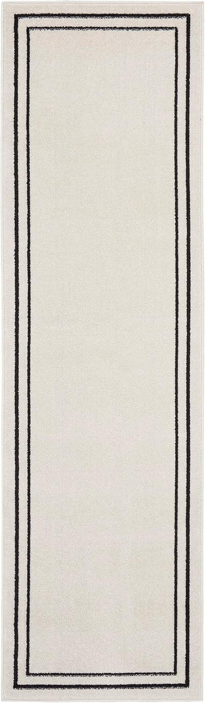 2' 6' (6' Nourison Home Nourison Essentials Ivory/Black x Area Rug - Easy Clean, Non Shedding, Bed Room, Living Room