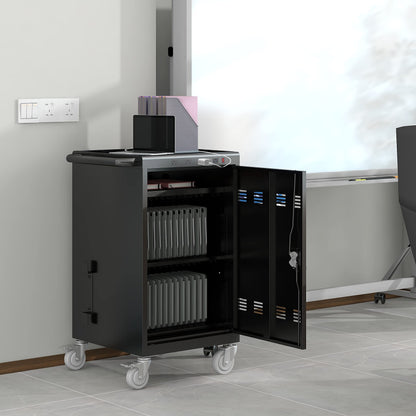 MQIAE Laptop Cart,Mobile Charging Carts for Tablets Laptops with Extra 4 Bits Power Strip, Portable Table Top Charging and Storage Cabinet for Classroom or Office