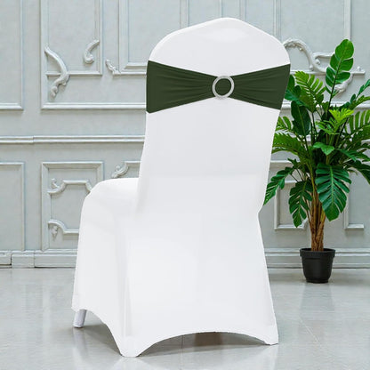 MDS Spandex Chair Sashes - Premium Stretch Covers with Buckle Slider | Pack of 10 - Olive Green