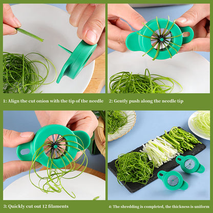 HENWAFX Kitchen green onion shredder,Green Onion cutter ，12 Blade Design，green onion slicer tool（2Pcs)