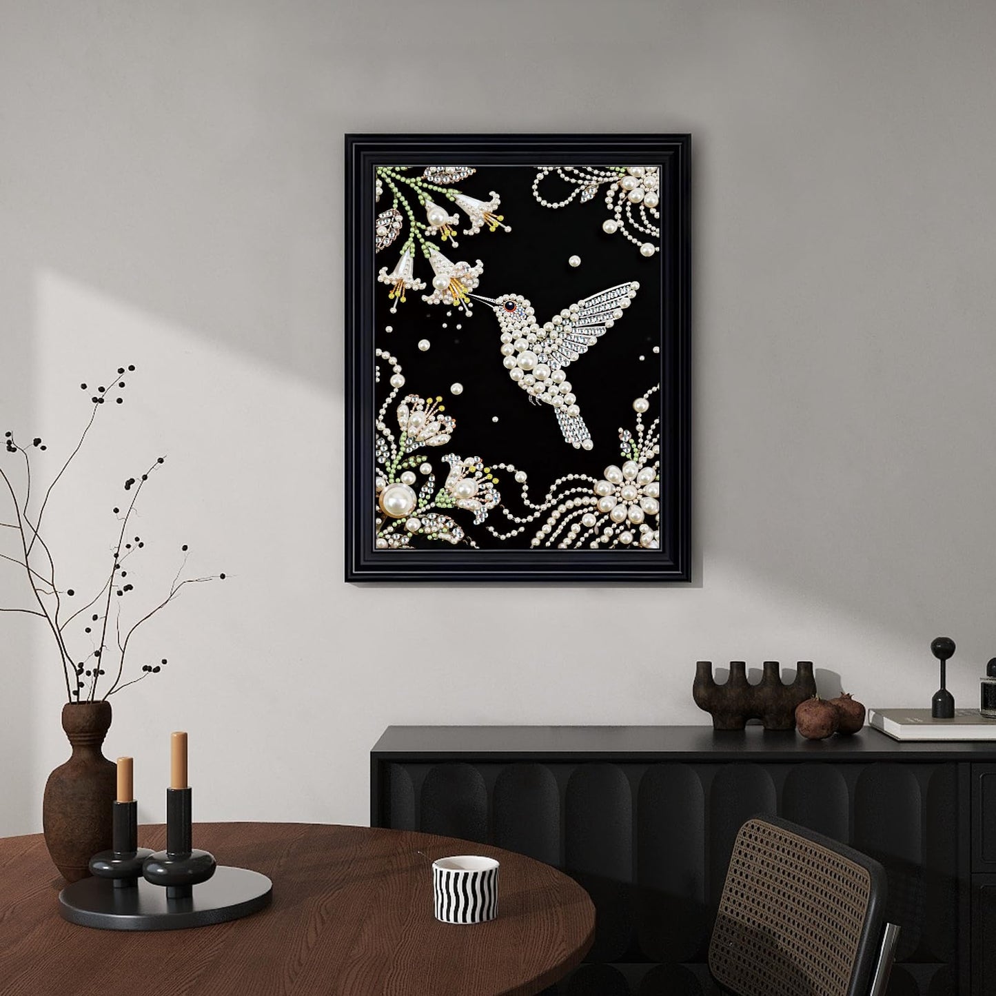 WSLWXSHM Pearl Diamond Painting Kits for Adults Hummingbird, 5D Special Shape Diamond Art Kits for Beginners, Crystal Rhinestones Diamond Painting for Home Wall Decoration Gift 12×16inch, Bird