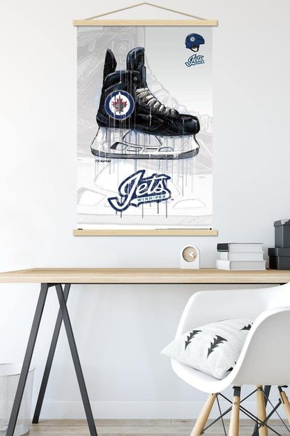 Trends International NHL Winnipeg Jets - Drip Skate 21 Wall Poster, 22.375" x 34", Premium Print and Beechwood Hanger Bundle