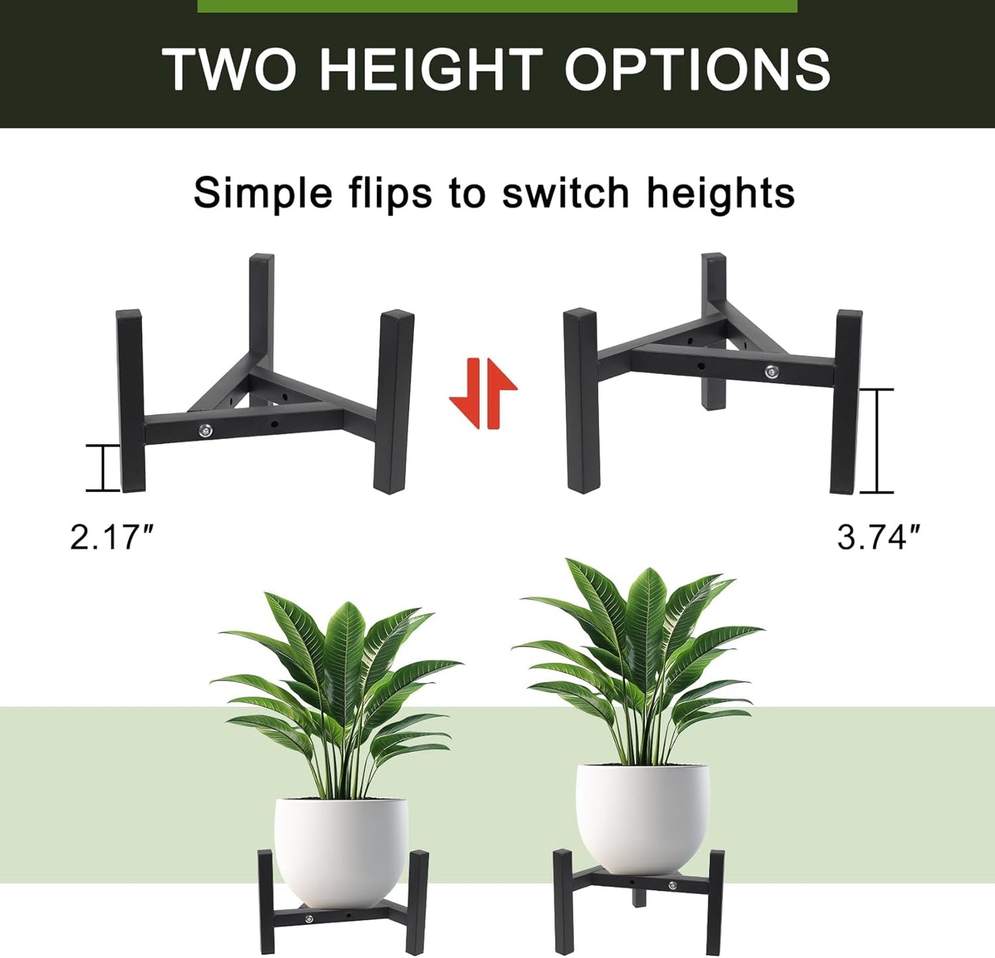 2 8-10inch Vigordream Metal Plant Stand, Adjustable Heavy Duty Sturdy Plant Holder for Indoor Outdoor Use, Height