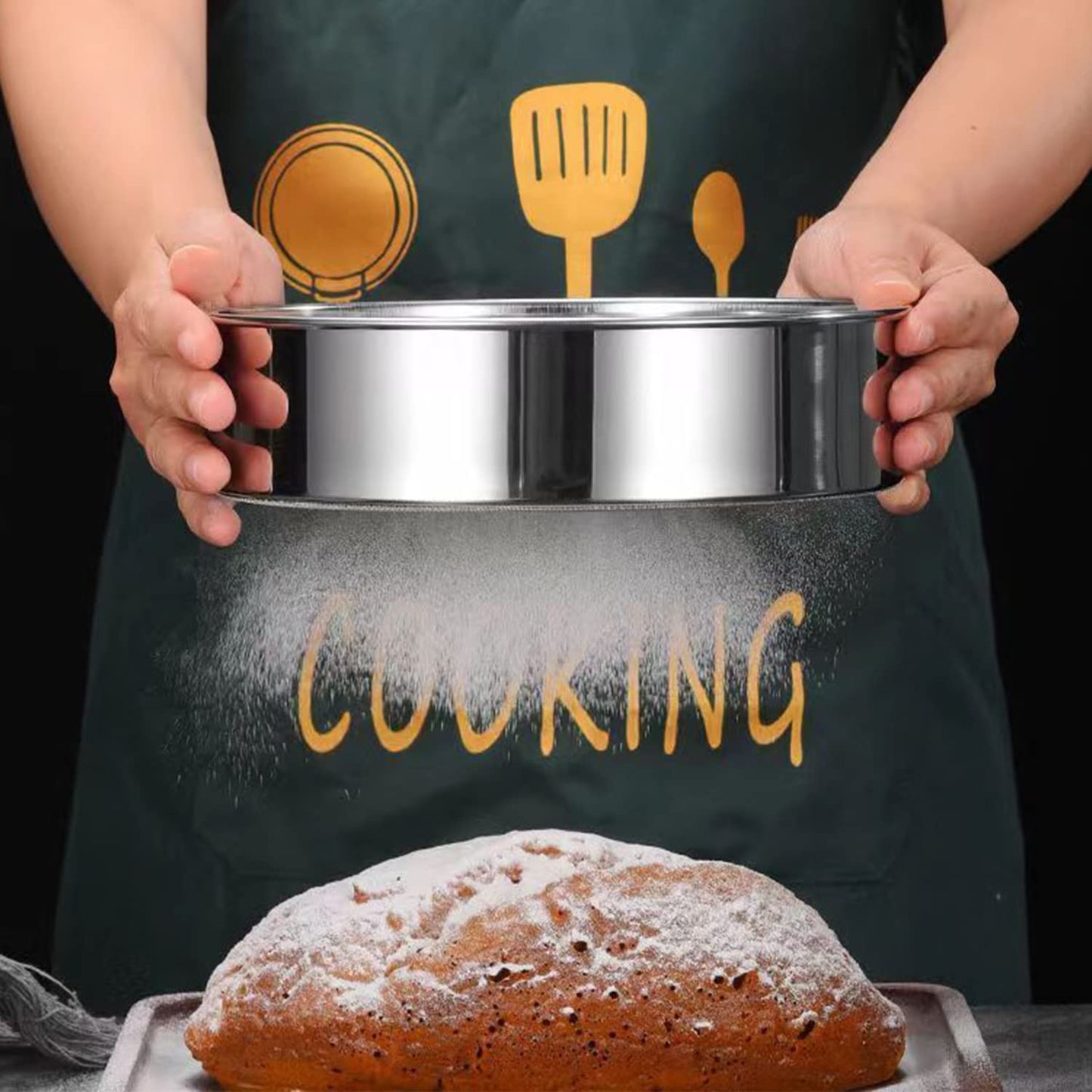 6 Pieces Stainless Steel Flour Sifter, Round Flour Sifter 40 Mesh, Premium Rustproof Flour Sieve Fine Mesh for Baking Cake Bread Pies Pastries Cupcakes（Different sizes）