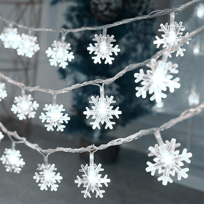 20 40 Christmas Lights, Ft LED Snowflake String Lights Battery Operated Waterproof Fairy Lights for Bedroom Patio Room