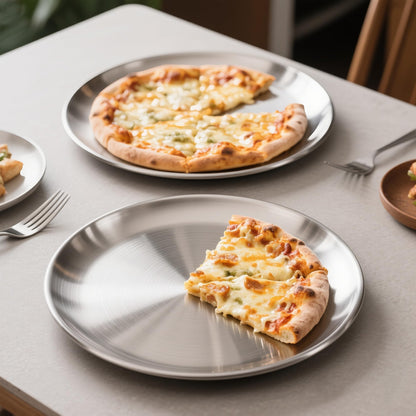 AWTBDP Pizza Pan for Oven, Non-Stick Stainless Steel Pizza Pans, Round Pizza Steel Tray for Baking Supplies & Kitchen, Restaurant, Home (13.5 Inch & 12 Inch & 10 Inch), Dishwasher Safe & Easy Clean