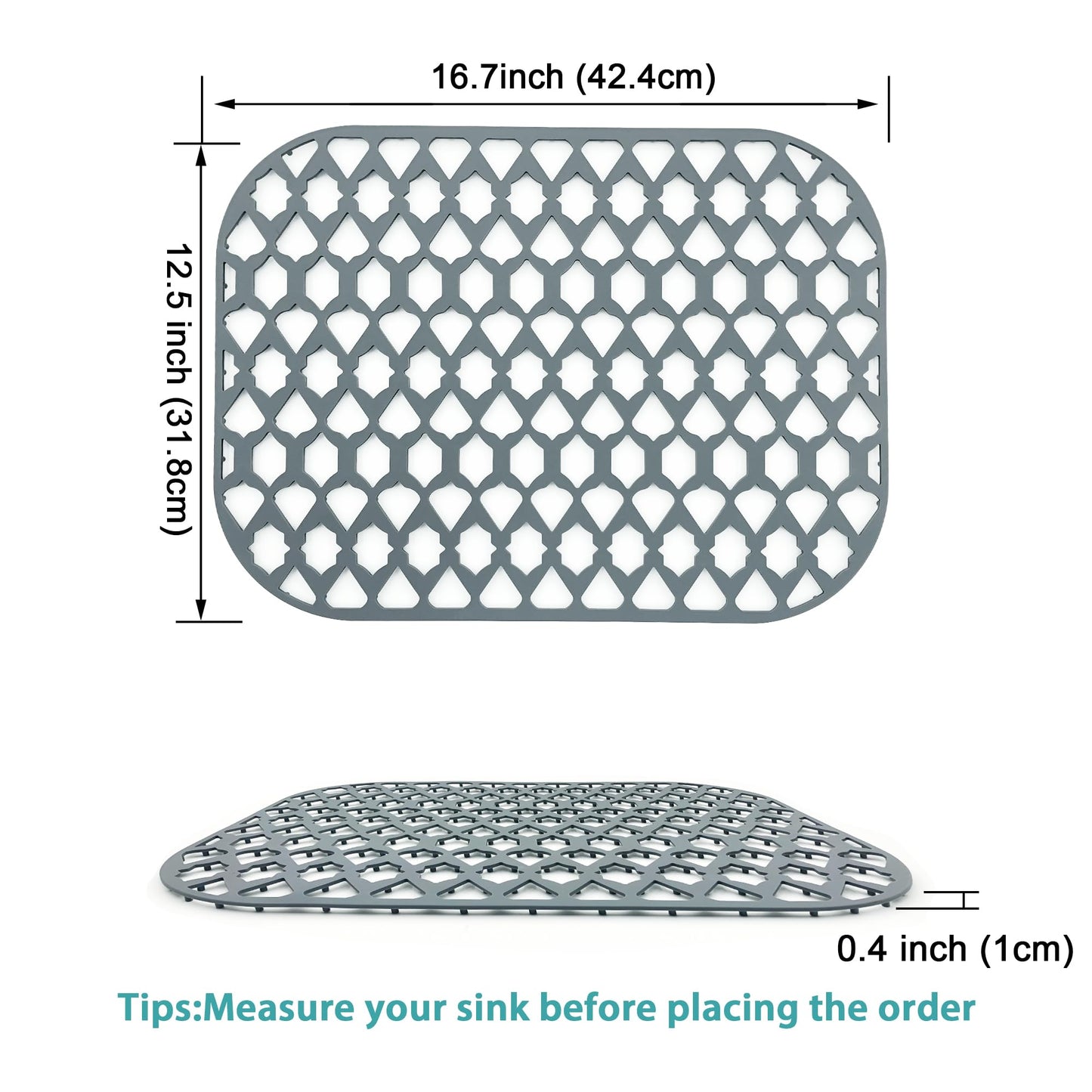 SAMSIER Silicone Sink Protectors Mats (13x11 & 14x12 & 16x12 & 18x16 & 19x14 & 21x16 & 22x13 & 25x16 & 26x14 & 28x14 & 30x16) for Bottom of Kitchen Sink (16.7”x12.5”)
