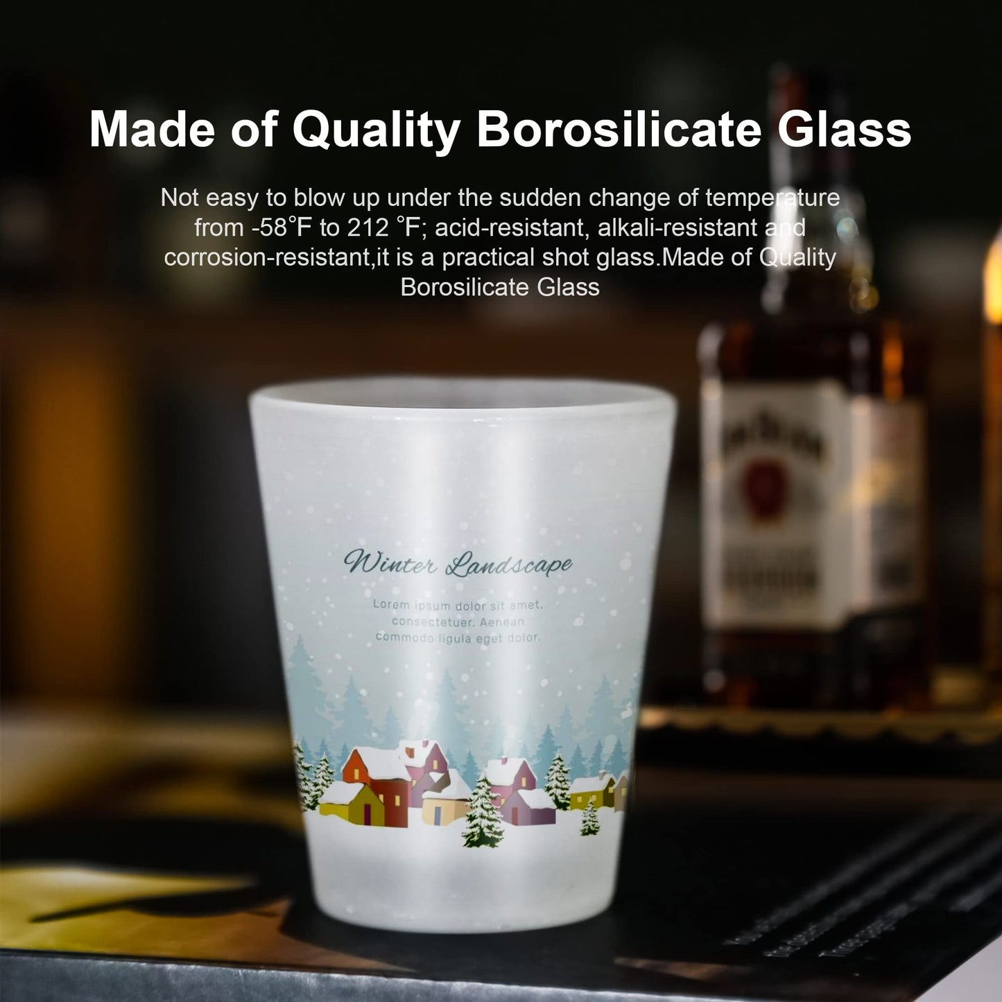 AGH Sublimation Frosted Shot Glasses - 1.5 oz Set of 12 with Heavy Base for Whiskey, Tequila, Vodka, Espresso