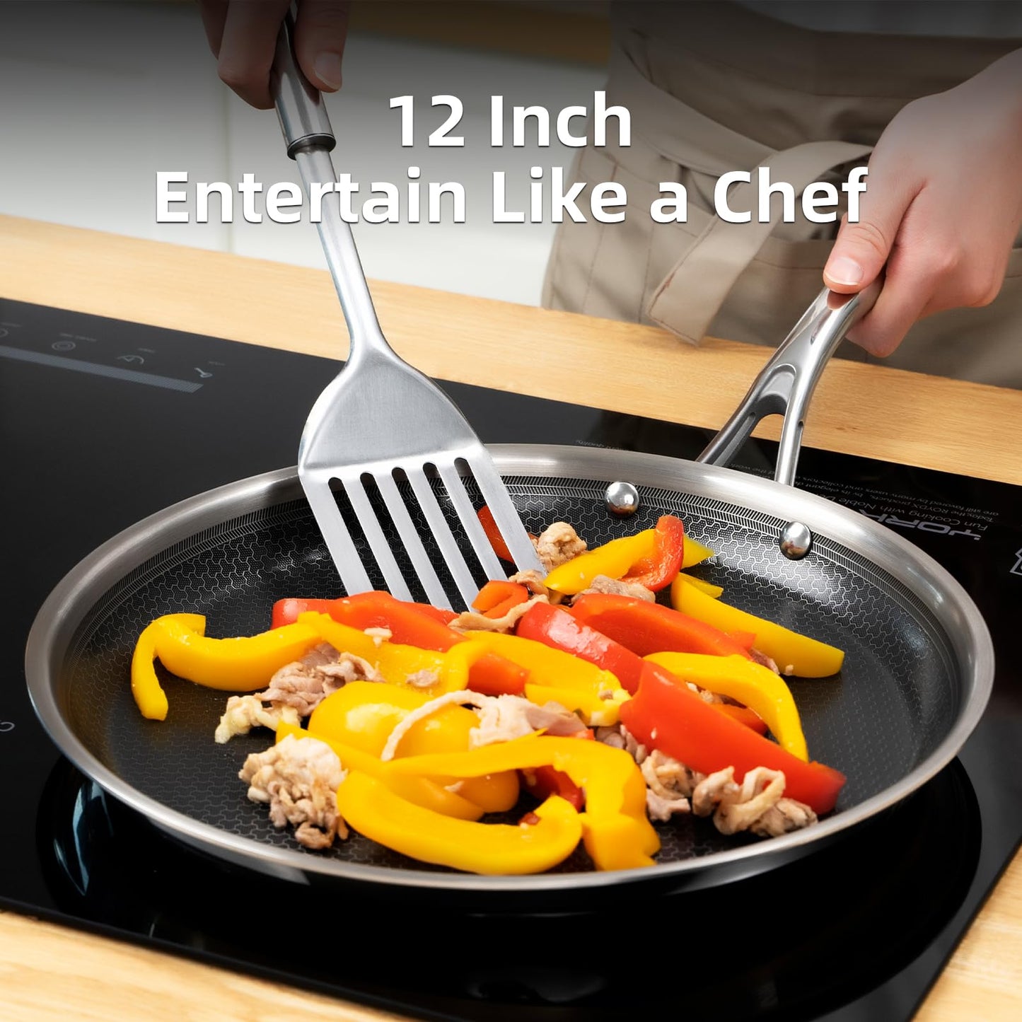 DELUXE Hybrid Nonstick Griddle Pan,12-Inch,Stay-Cool Handle,Dishwasher&Oven Safe,Induction-Ready,PFOA Free Compatible with All Cooktops Muffins - Breakfast - Daily Cooking