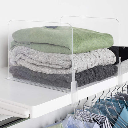 Richards Homewares Acrylic Shelf Dividers 2 Pack - Closet Organizer for Purses, Clothes, or Books - Clear Separators