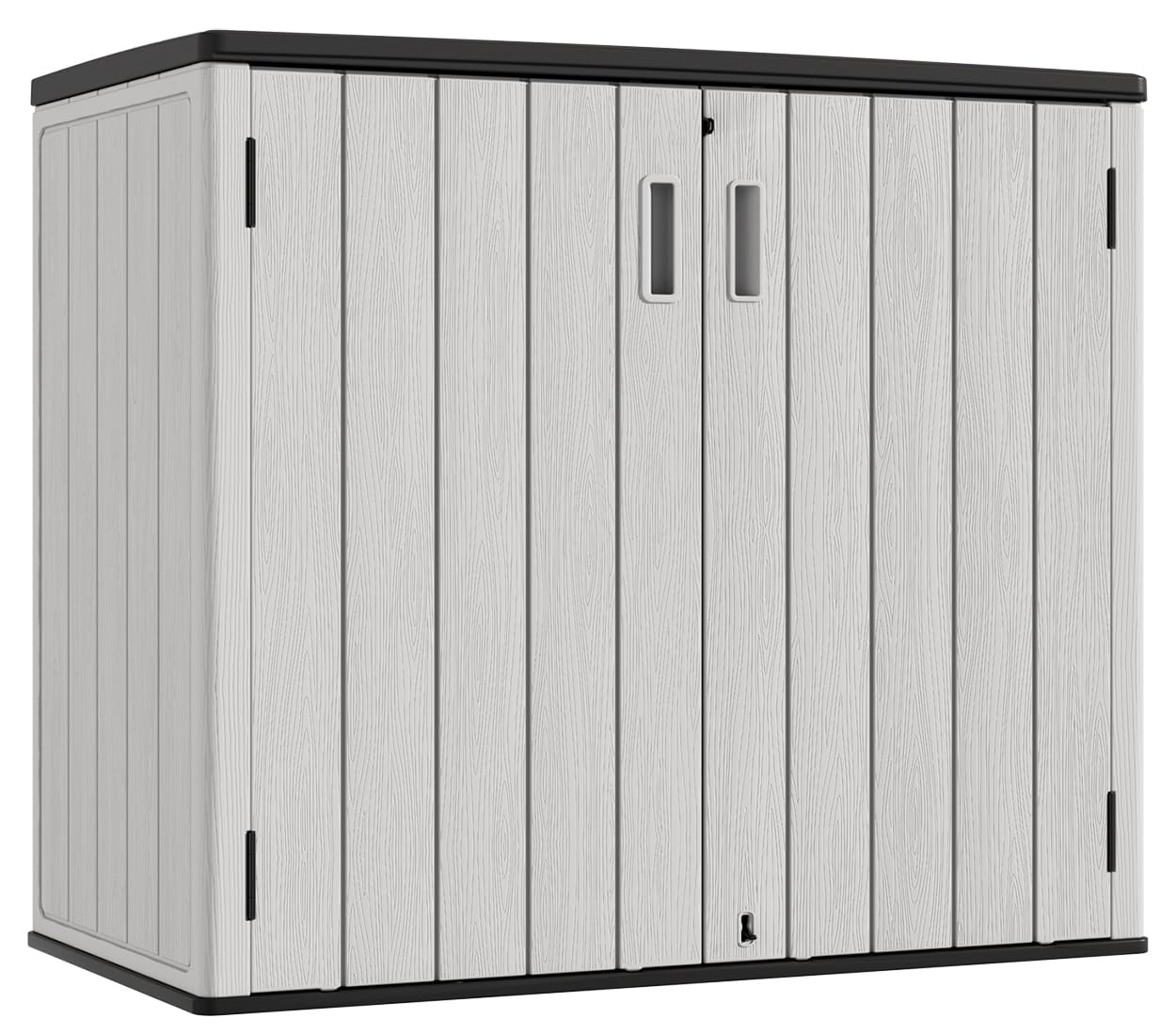 KINYING Outdoor Horizontal Storage Sheds,37 Cu.ft Outdoor Storage Cabinet Waterproof Resin Tool Storage Box for Lawn Mower,Garden Tools and Patio Furniture, Lockable (Grey)