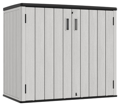 KINYING Outdoor Horizontal Storage Sheds,37 Cu.ft Outdoor Storage Cabinet Waterproof Resin Tool Storage Box for Lawn Mower,Garden Tools and Patio Furniture, Lockable (Grey)