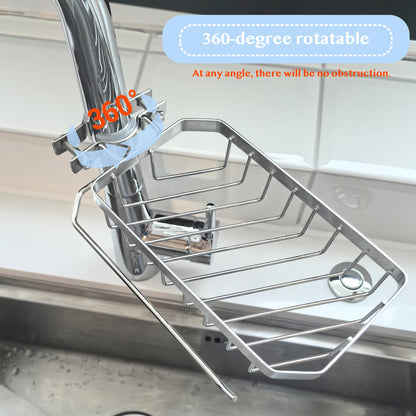 OSOVGO Sponge Holder for Kitchen Sink, Kitchen Organizer, 304 Stainless Steel Cleaning Supplies Organizer, Sink Brush Holder, Sink Organizer, Hanging Organizer (ROUND RIGHT)