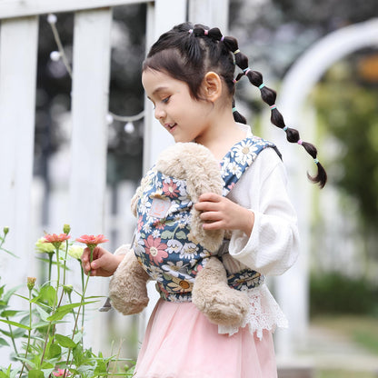 GAGAKU Baby Doll Carrier - Kids Toy with Adjustable Straps for Stuffed Animal Dolls - Gray - Smiling Daisies