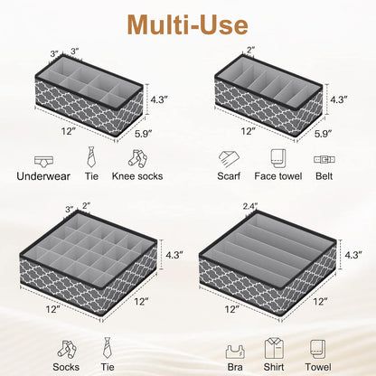 Organizer Divider, Foldable Closet Storage Organizer Basket, Fabric Organization Bins for Clothes, 6 Pack
