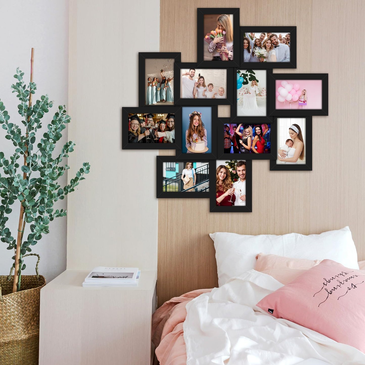 xozeooeu 12 Pack 4x6 Picture Frame Collage, Multi Photo Frames Wall Decor Set with Glass Front and Hanging Hooks, Assembly Required Black
